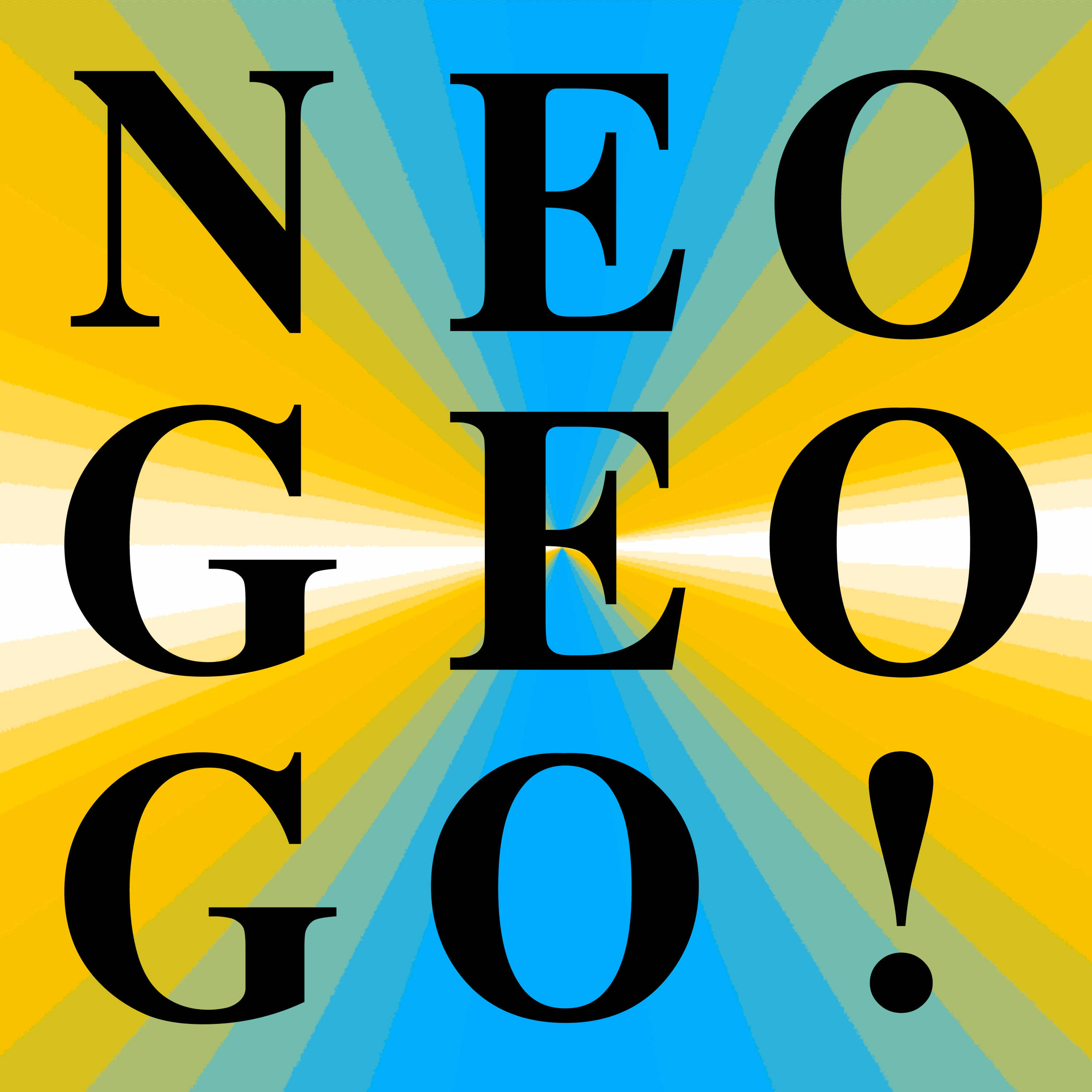 The cover art for Neo Geo Go! using the blue and yellow colors featured in the Neo Geo logo.